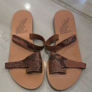 Ancient Greek Sandals Snakeskin Brown Sandals